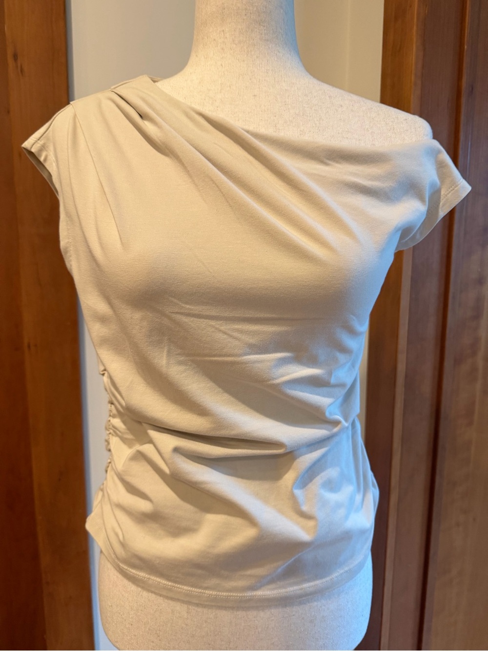 J. Crew Beige Off Shoulder Ruched Tank